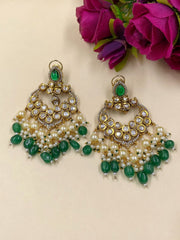 Designer Antique AD And Kundan Chandbali Earrings For Weddings Earrings