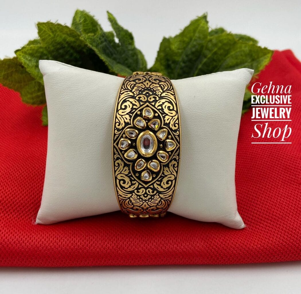 Designer Antique Black Kundan Bracelet By Gehna Shop Bracelets