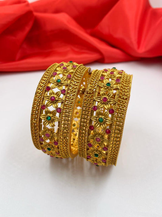 Designer Antique Brass Bangles For Ladies By Gehna Shop Antique Golden Bangles