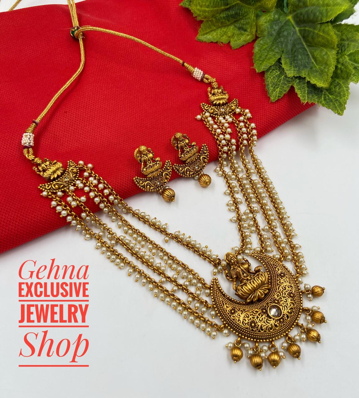Designer Antique Goddess Lakshmi Necklace Set For Ladies By Gehna Shop Temple Necklace Sets