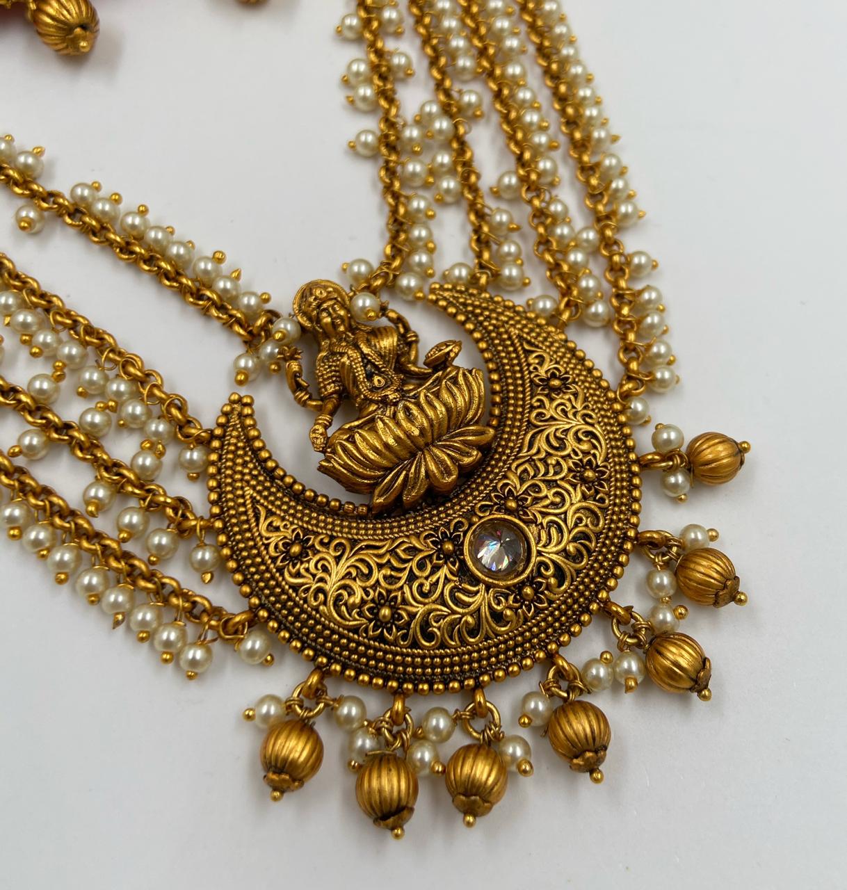 Designer Antique Goddess Lakshmi Necklace Set For Ladies By Gehna Shop Temple Necklace Sets