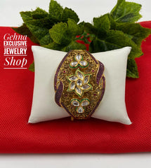 Designer Antique Golden Kundan Bracelet Fort Women By Gehna Shop Bracelets