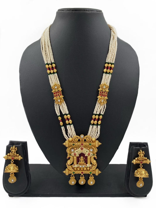 Designer Antique Golden Lakshmi Devi Haram Necklace Set By Gehna Shop Temple Necklace Sets