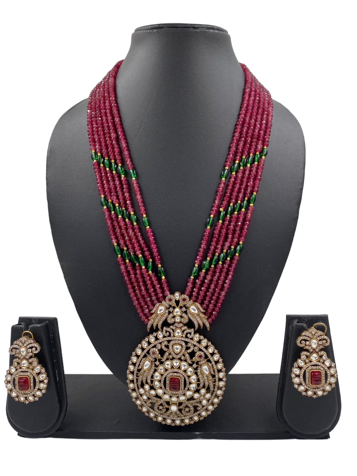 Designer Antique Kundan Polki Pendant Necklace Set By Gehna Shop Victorian Necklace Sets