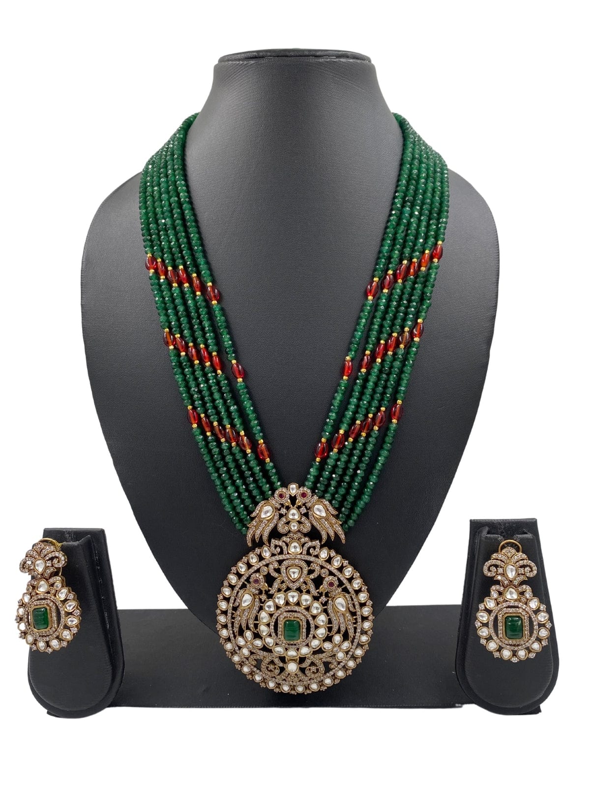 Designer Antique Kundan Polki Pendant Necklace Set By Gehna Shop Victorian Necklace Sets