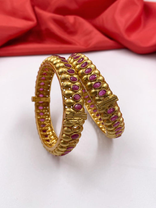 Designer Antique One Gram Gold Look Kangan Bangles For Ladies By Gehna Shop Antique Golden Bangles