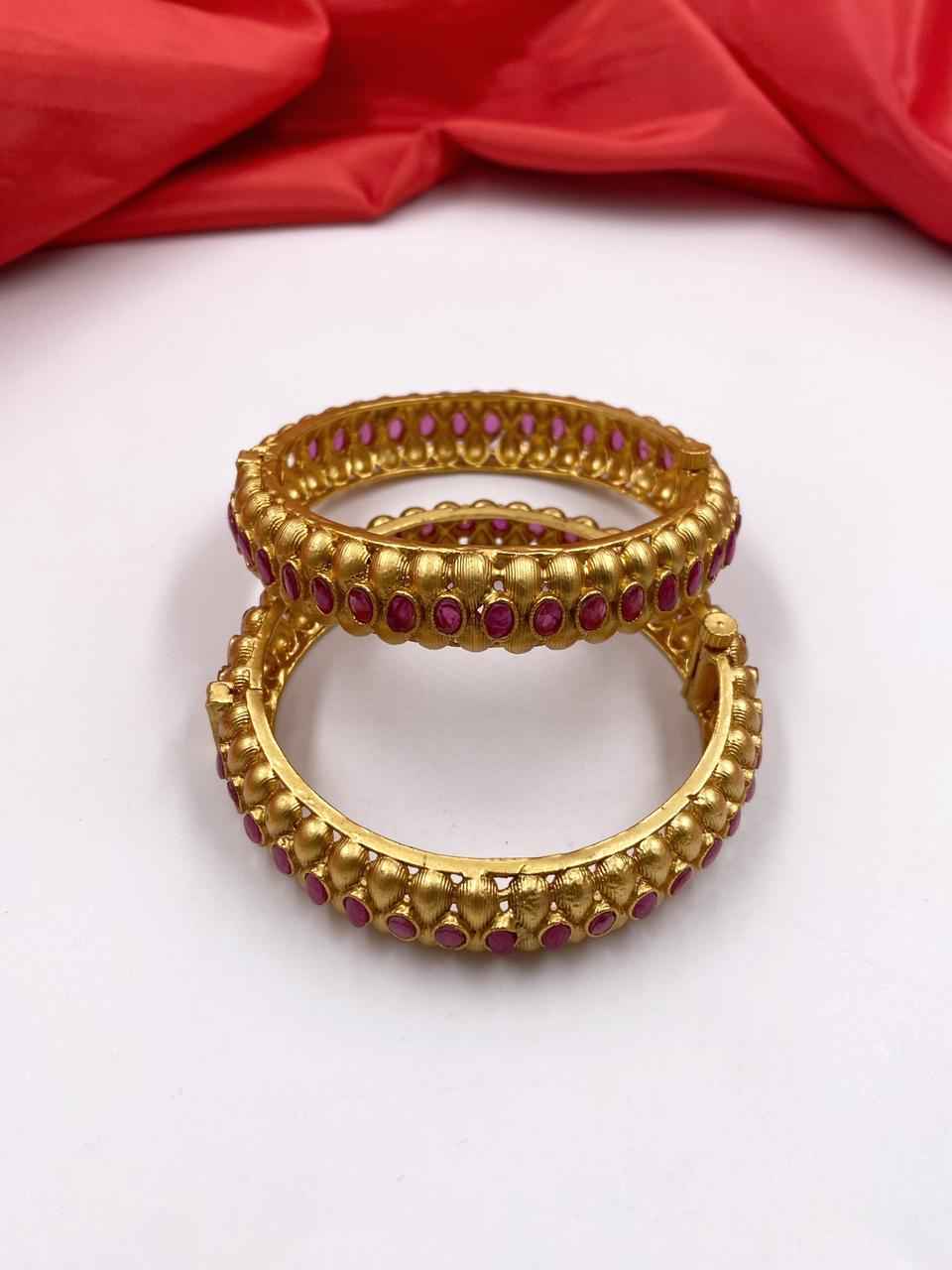 Designer Antique One Gram Gold Look Kangan Bangles For Ladies By Gehna Shop