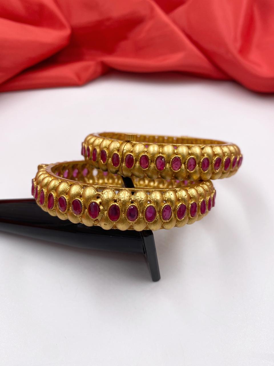 Designer Antique One Gram Gold Look Kangan Bangles For Ladies By Gehna Shop Antique Golden Bangles