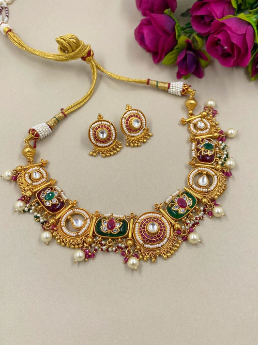 Designer Antique Royal Golden Necklace set For Weddings By Gehna Shop Antique Golden Necklace Sets