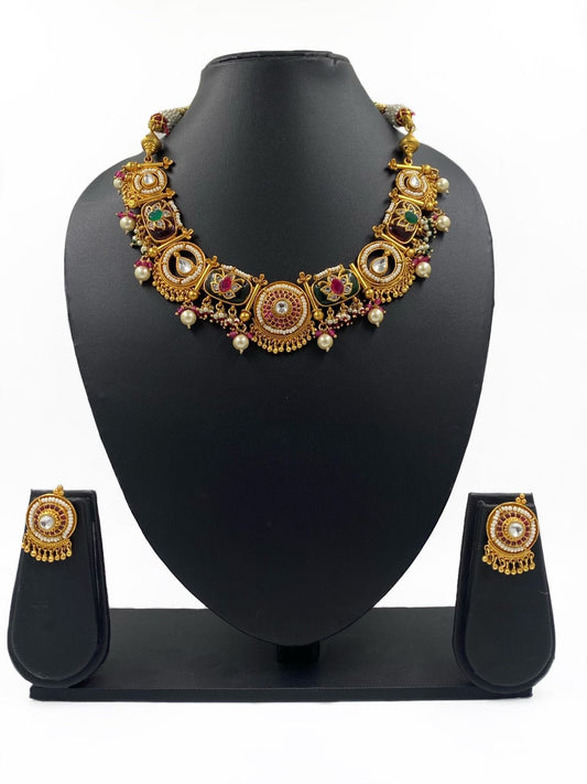 Designer Antique Royal Golden Necklace set For Weddings By Gehna Shop Antique Golden Necklace Sets