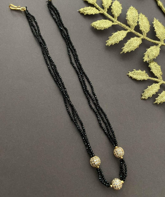 Designer Beaded Mangalsutra In Black Spinal Beads With AD Balls By Gehna Shop Mangalsutras