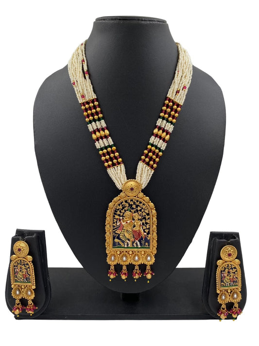 Designer Blue Meenakaari Radha Krishna Jewellery Necklace Set By Gehna Shop Temple Necklace Sets