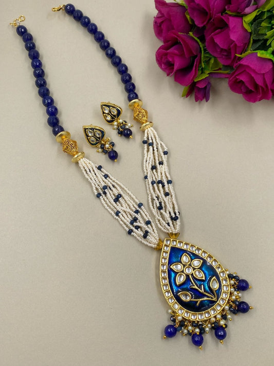 Designer Blue Meenakari Necklace Set For Ladies By Gehna Shop Meenakari Necklace Sets