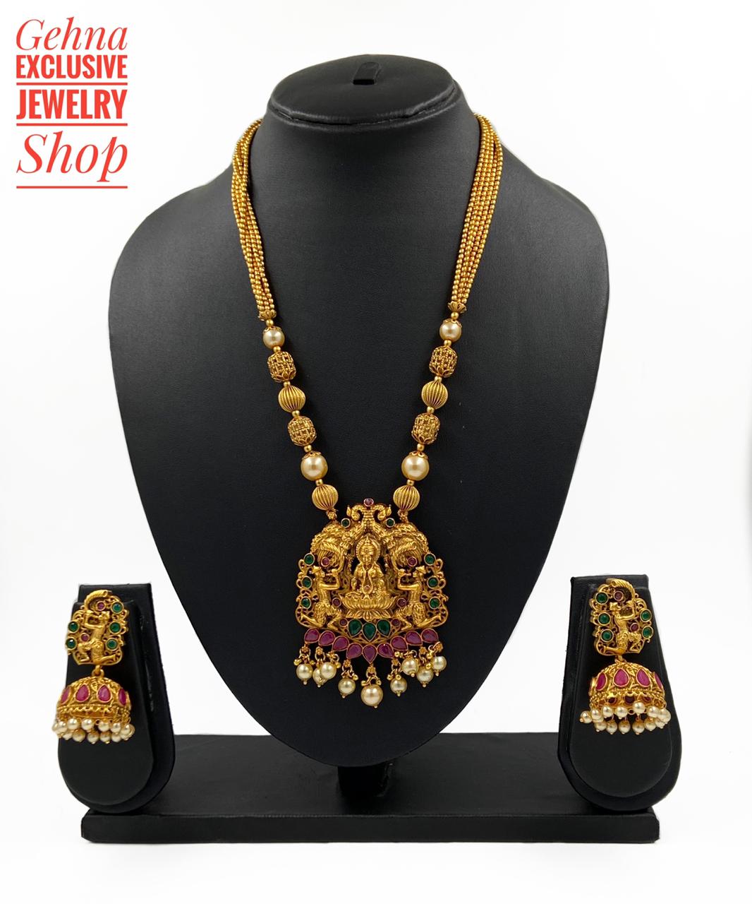 Designer Goddess Lakshmi Necklace Set By Gehna Shop Temple Necklace Sets