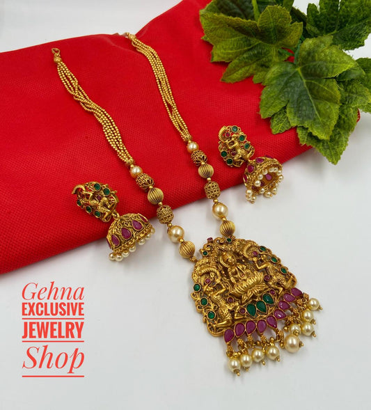 Designer Goddess Lakshmi Necklace Set By Gehna Shop Temple Necklace Sets