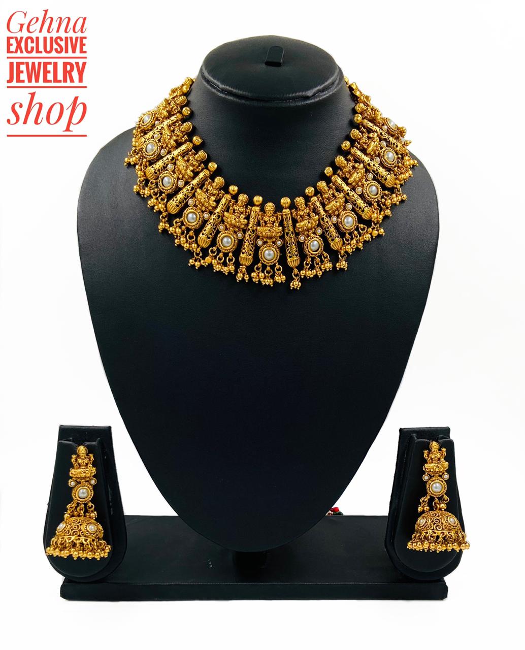 Designer Goddess Lakshmi Necklace Set For Ladies By Gehna Shop Temple Necklace Sets