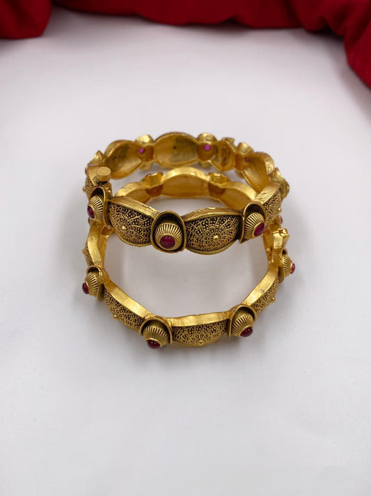 Designer Gold Plated Antique Golden Bangles For Ladies By Gehna Shop Antique Golden Bangles