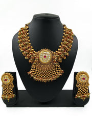 Designer Gold Plated Antique Golden Bridal Necklace Set By Gehna Shop Bridal Necklace Sets