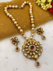 Designer Gold Plated Antique Kundan Pendant Necklace Set For Women By Gehna Shop Kundan Necklace Sets