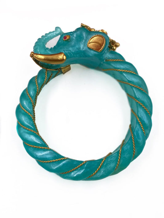 Designer Gold Plated Blue Elephant Head Kada Bracelet For Women By Gehna Shop Bracelets