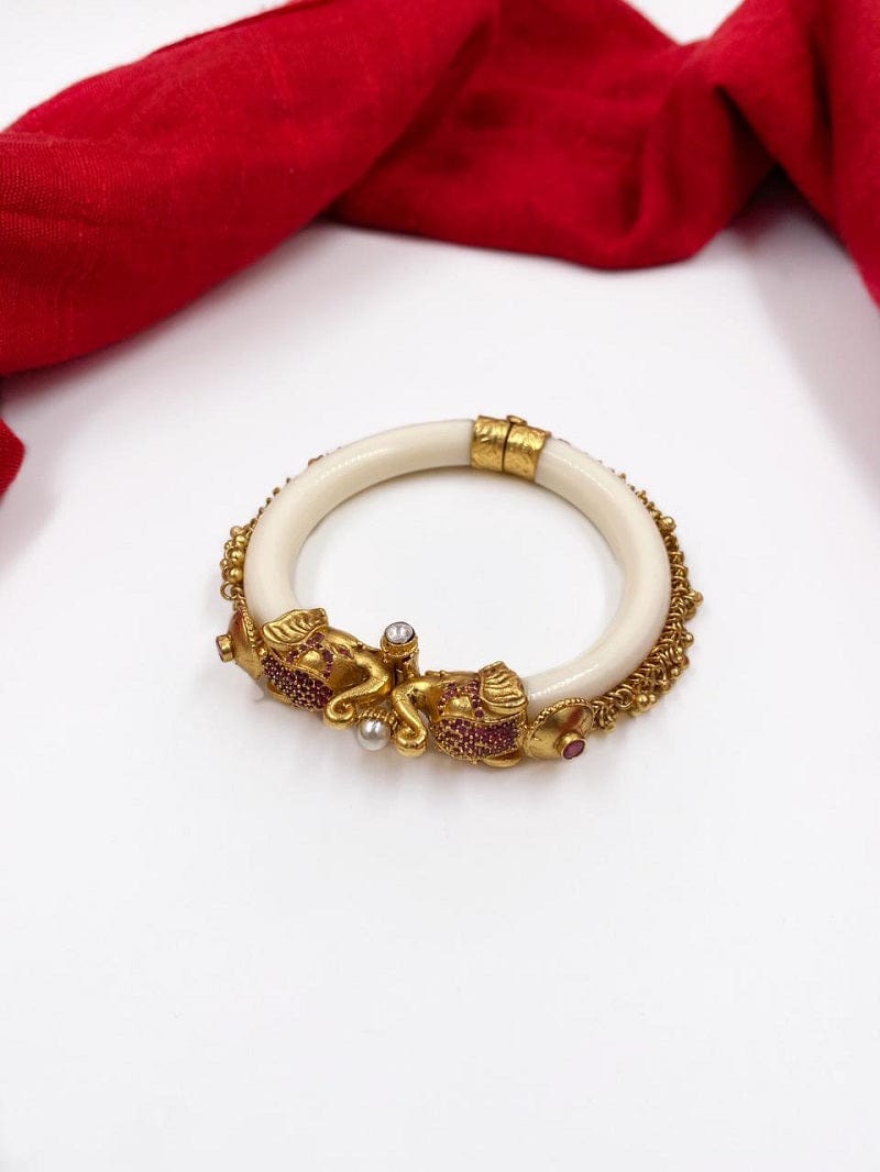 Designer Gold Plated Elephant Style Openable Kada Bracelet For Women By Gehna Shop Bracelets