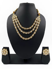 Designer Gold Plated Layered Uncut Kundan Polki Necklace Set For Weddings Choker Necklace Set