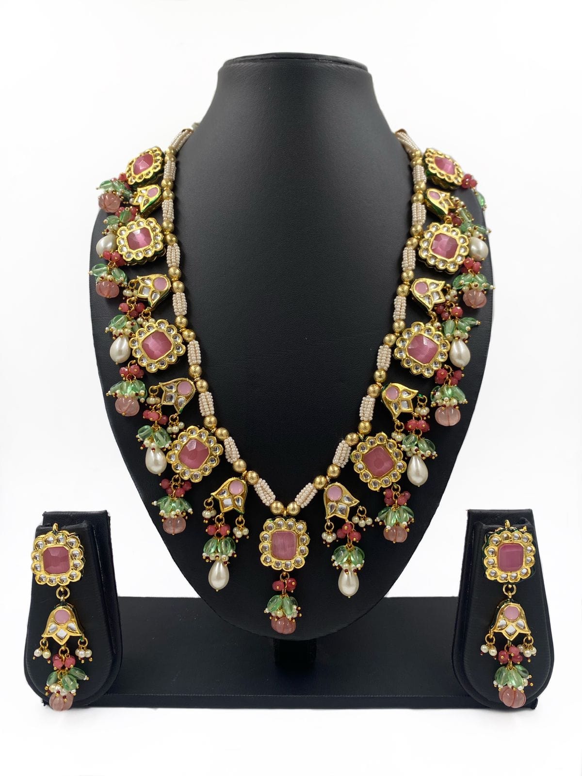 Designer Gold Plated Long Kundan Necklace With Multi Color Stones By Gehna Shop Kundan Necklace Sets
