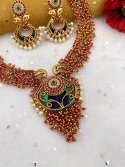 Designer Gold Plated Peacock Design Temple Necklace Set For Women By Gehna Shop Temple Necklace Sets