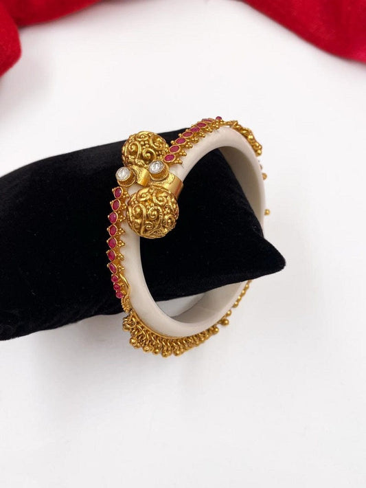 Designer Gold Plated Royal Look Bangle With Ghungroo By Gehna Shop Bracelets