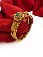 Designer Gold Plated Single Openable Antique Golden Kada Bracelet For Ladies By Gehna Shop Bracelets