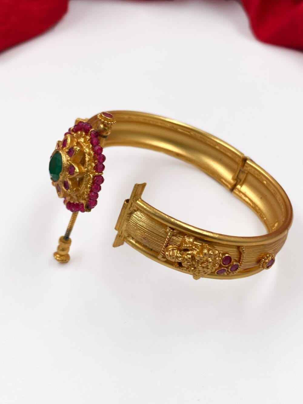 Designer Gold Plated Openable Antique Golden Kada Bracelet 2x4