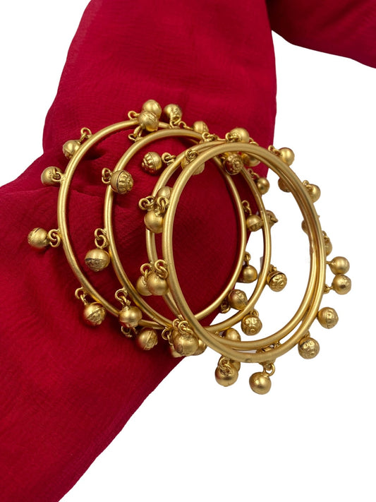 Designer Golden Ghungroo Bangles By Gehna Shop (Set Of 4) Antique Golden Bangles