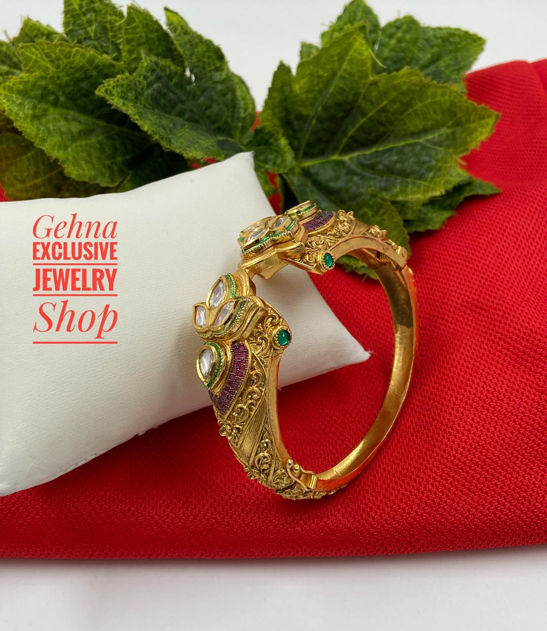 Designer Golden Kundan Bracelet For Women Bracelets