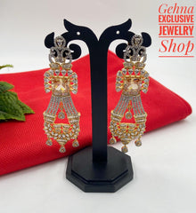 Designer Golden Zircon Long Danglers For Woman By Gehna Shop Earrings