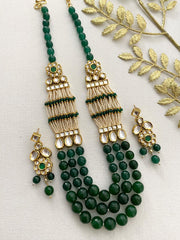 Designer Green Beads Necklace With kundan For Ladies By Gehna Shop Beads Jewellery