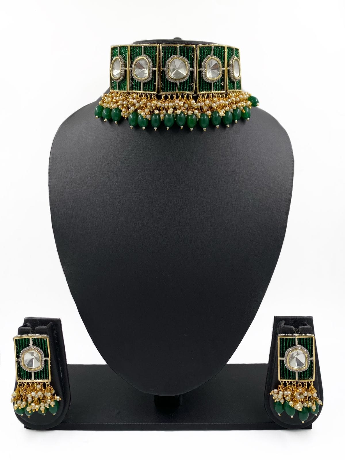 Designer Green Polki Choker Set For Weddings By Gehna Shop Choker Necklace Set