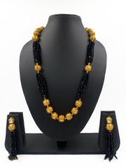 Designer Handcrafted Black Crystal And Golden Beads Necklace For Woman By Gehna Shop Beads Jewellery