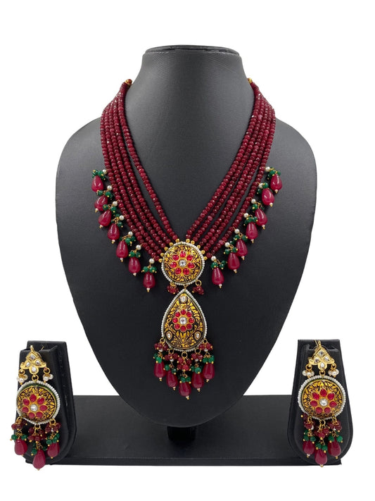 Designer Handcrafted Fine Meenakari Long Necklace Sets For Weddings Meenakari Necklace Sets