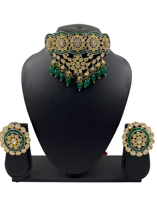 Designer Handcrafted Green Kundan Choker Necklace Set For Women By Gehna Shop Choker Necklace Set