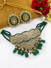 Designer Handcrafted Green Kundan Choker Necklace Set For Women By Gehna Shop Choker Necklace Set