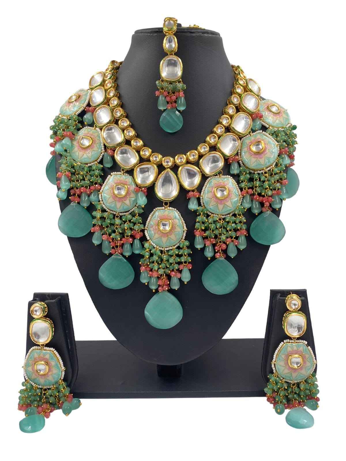 Buy Long Kundan Necklace Set For Weddings – Gehna Shop