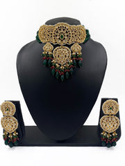 Designer Handcrafted Heavy Kundan Green Choker Necklace Set For Weddings By Gehna Shop Choker Necklace Set