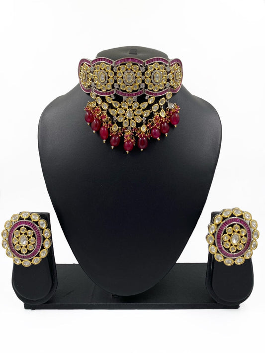 Designer Handcrafted Kundan Ruby Choker Necklace Set For Women By Gehna Shop Choker Necklace Set