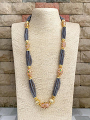 Designer Handcrafted Long Grey Crystal Beaded Necklace Set By Gehna Shop Beads Jewellery