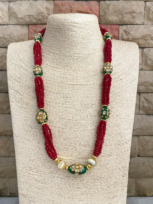 Buy Red Contrast Beaded Long Necklace by Mero Jewellery Online at Aza  Fashions.