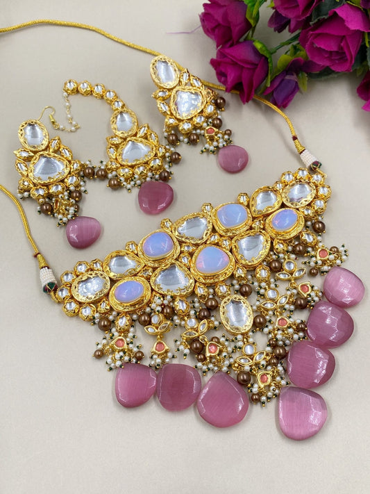 Designer Handcrafted Modern Look Kundan Choker For Women Bridal Necklace Sets