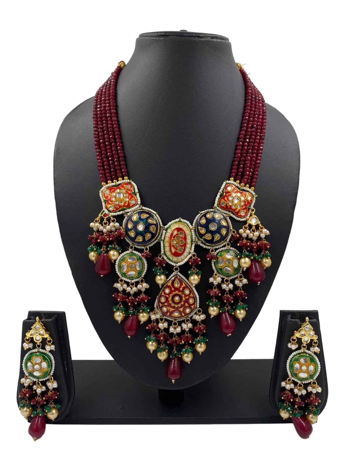 Designer Handcrafted Multi Color Kundan Meenakari Necklace For Weddings