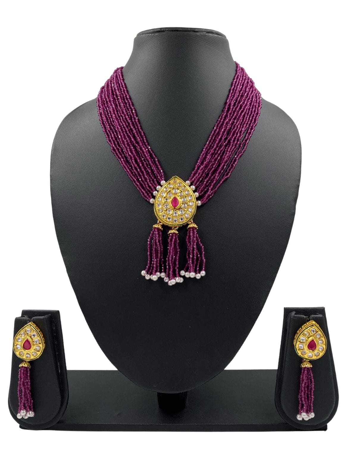 Designer Handcrafted Pink Hydro Beads And Kundan Necklace For Women Kundan Necklace Sets