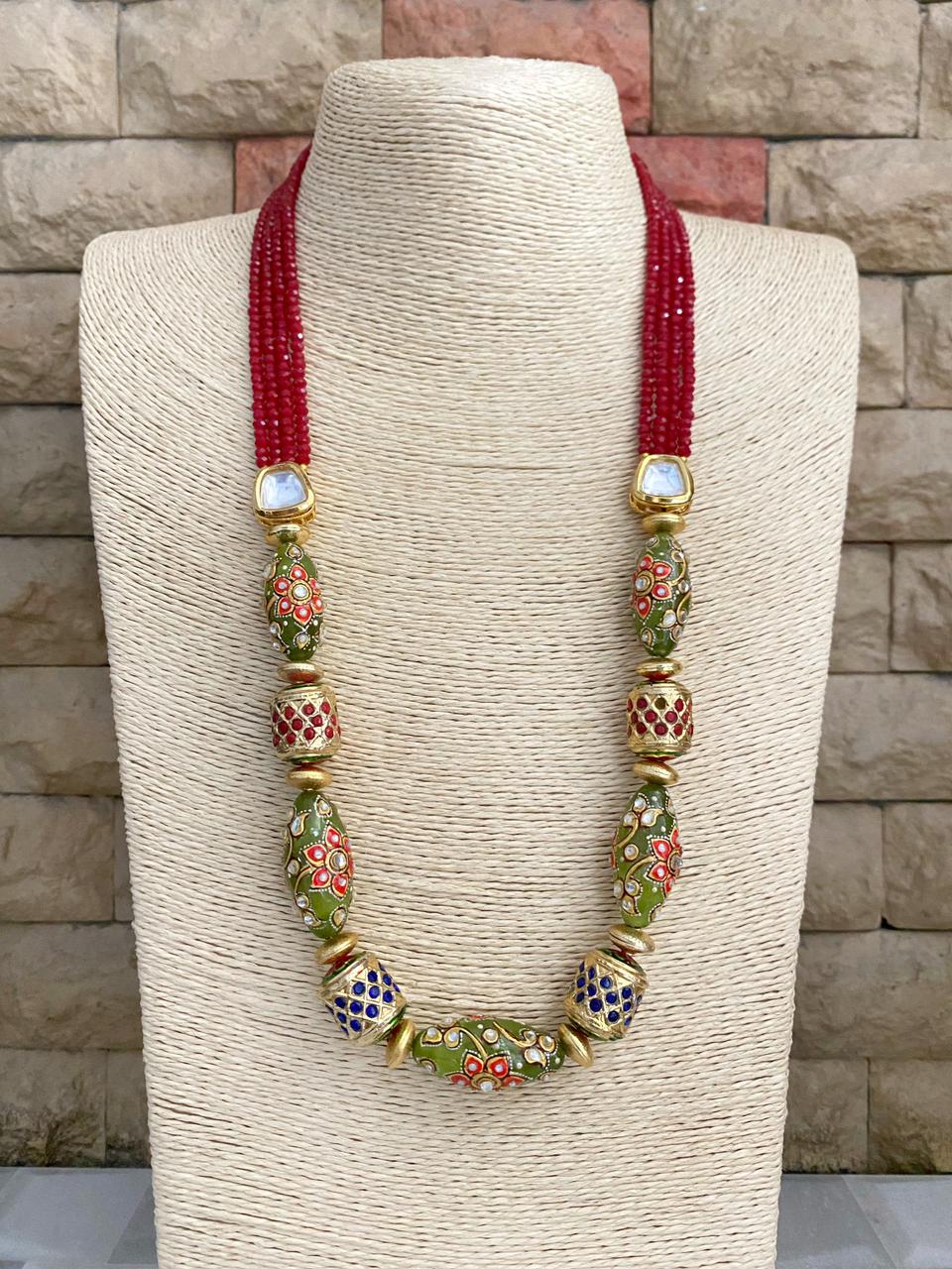 Designer Handcrafted Red Crystal Beads Necklace For Ladies By Gehna Shop Beads Jewellery