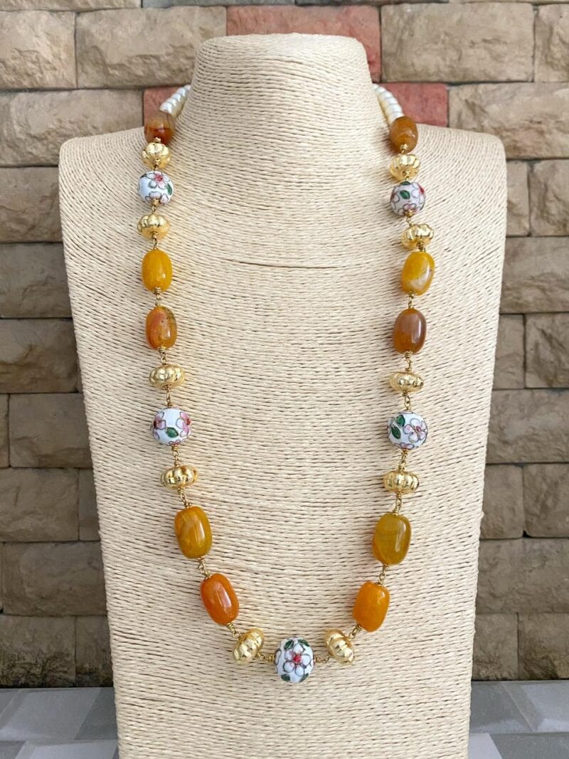 Designer Handcrafted Semi Precious Yellow Onyx Beaded Necklace By Gehna Shop Beads Jewellery